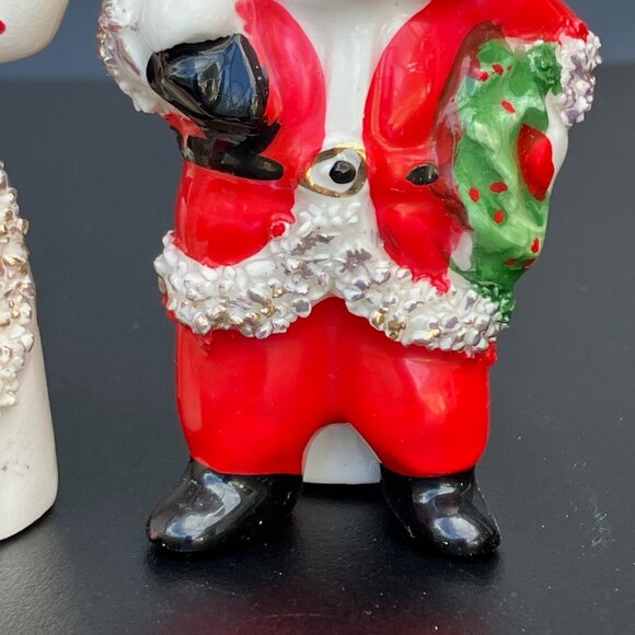 Commodore Spaghetti Trim Santa and Mrs Claus Candle Holders - set of 2 - Picture 6 of 10